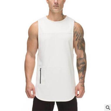 

Brand mens sleeveless t shirts High Quality Summer Cotton Male Tank Tops gyms Clothing Bodybuilding Undershirt Fitness tanktops tees, White