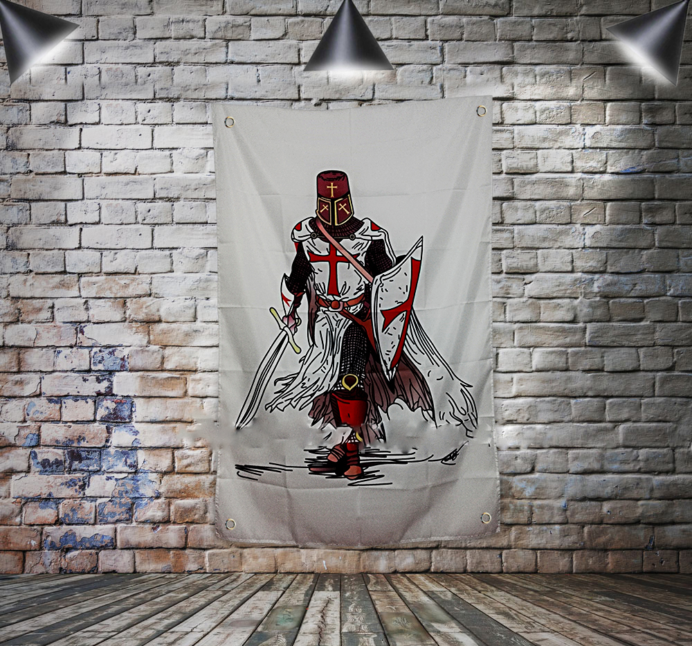 

Masonic Knight Templar Flag Banner Polyester 144* 96cm Hang on the wall 4 grommets Custom Flag indoor decoration01