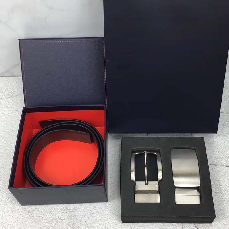 

Genuine Leather Famous Brand Men Belt with Needle and Smooth Buckles Designer Man Belts with Gift Box Drop Shipping, Black