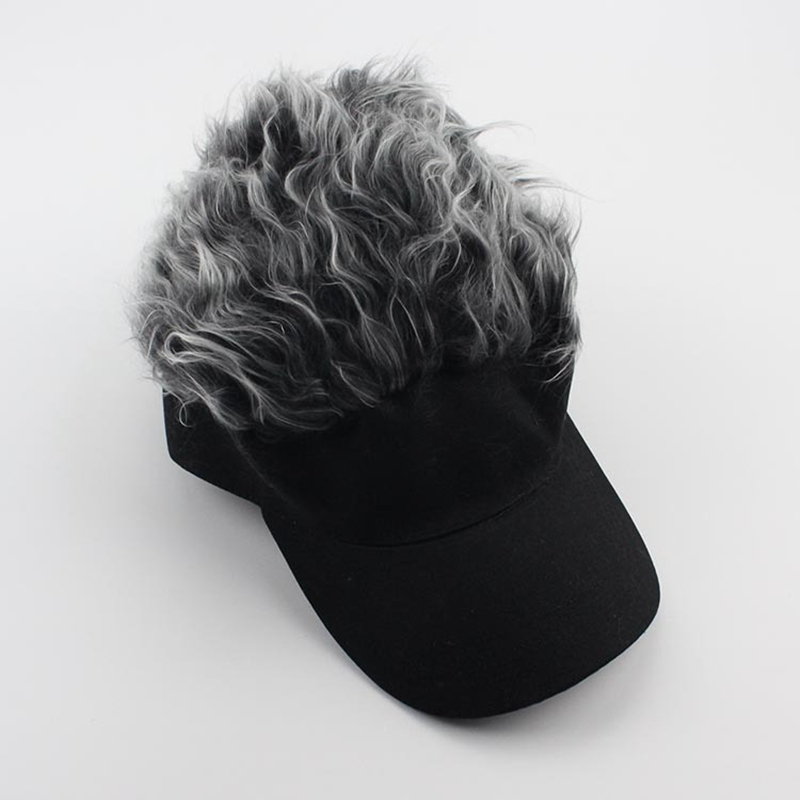 

Funny Men Adjustable Wig Cap Unisex Flair Hair Visor Snapback Casquette Hat Casual Golf Caps Outdoor Hats LTT9275, Gray