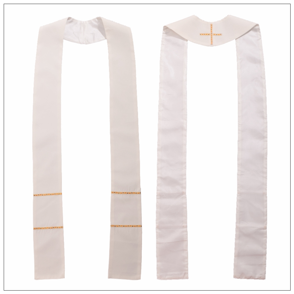 1pc Formal Christian Clergy Stole Cross Embroidery Priest Mass Church Scarf for Chasuble White/Red/Green/Violet-image-431610828