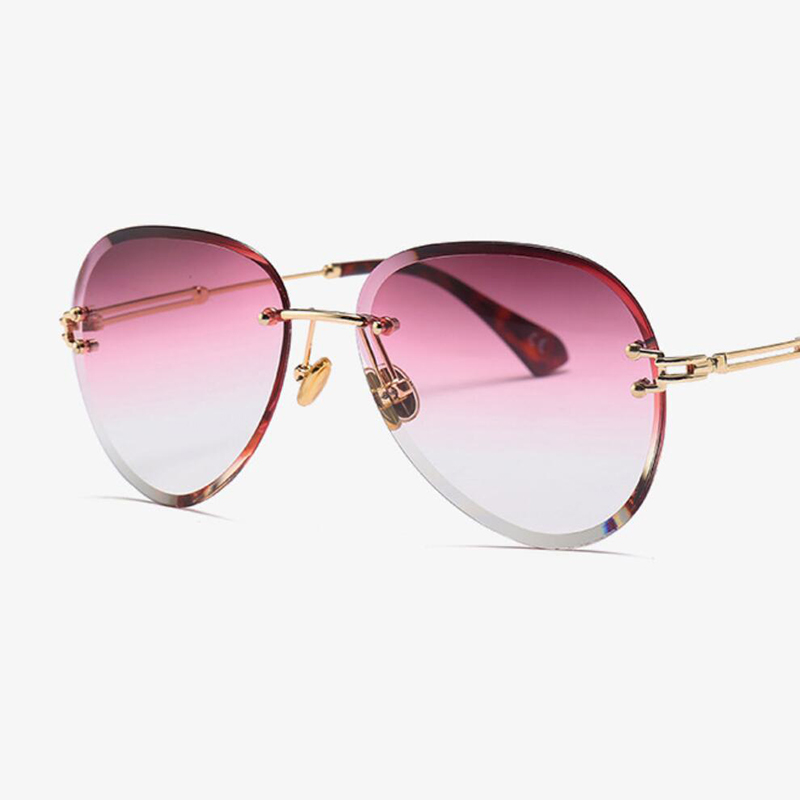 

vintage rimless tinted oval sunglasses women's big clear round glasses gradient crystal sunglasses feminino