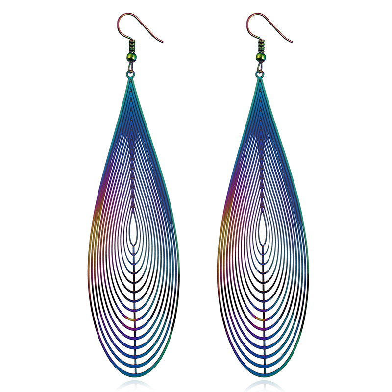 

Hollow Out Water Drop Earrings For Women Computer Lens Long Dangle Stainless Steel Chandelier Wholesale With Factory Price