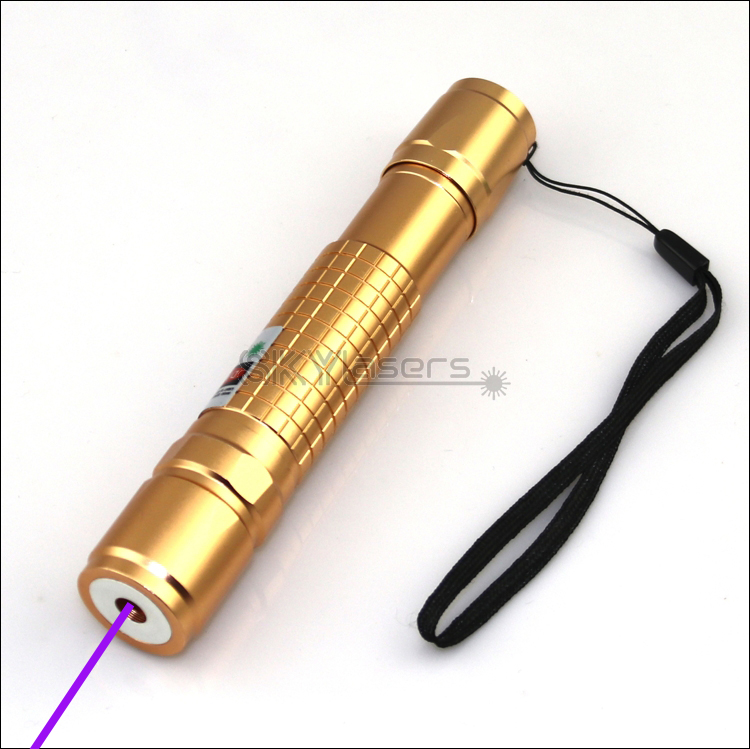 PX2-A 405nm Goud Verstelbare Focus Paarse Laser Pointer Torch Pen Zichtbare Lazer Beam