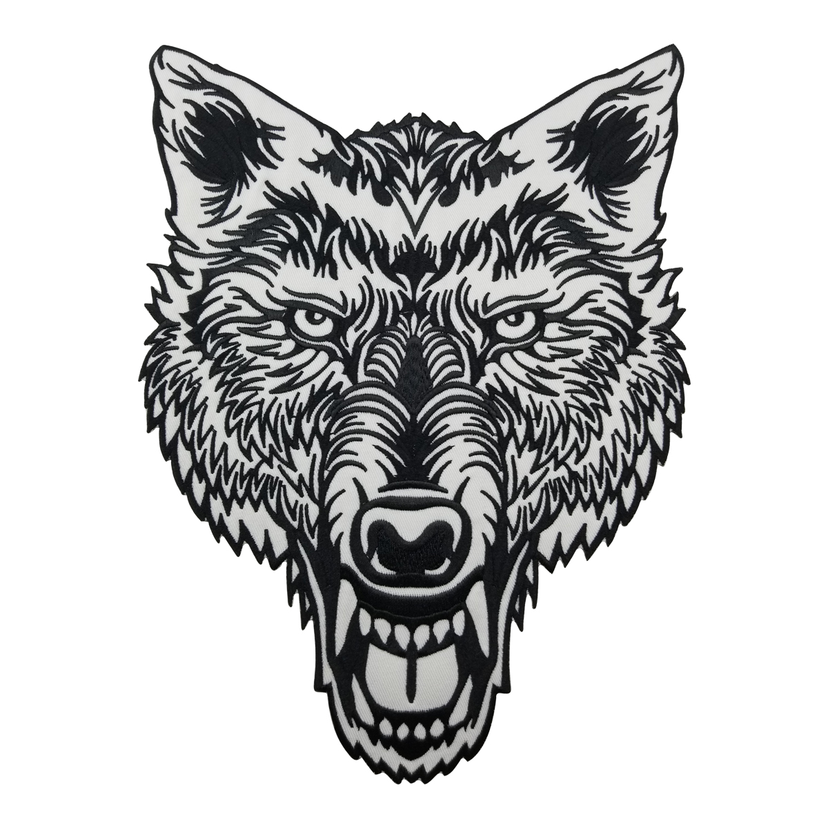 

Huge Lone Wolf Head Tattoo Reflective Embroidered Patch Biker Back Applique Iron Sew On Badges 12 Inch High Free Shipping, Black