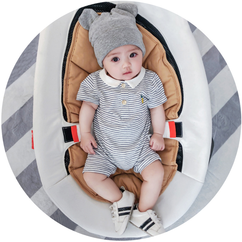 

Summer baby clothes European-style baby climbing suit short sleeve rompers nfant pineapple print rompers newborn striped jumpsuits, Navy blue