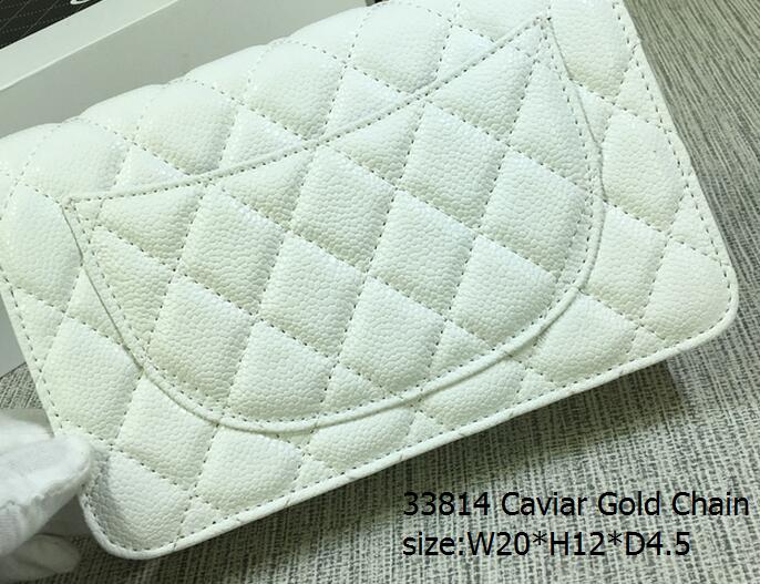 white Caviar Leather Gold HW