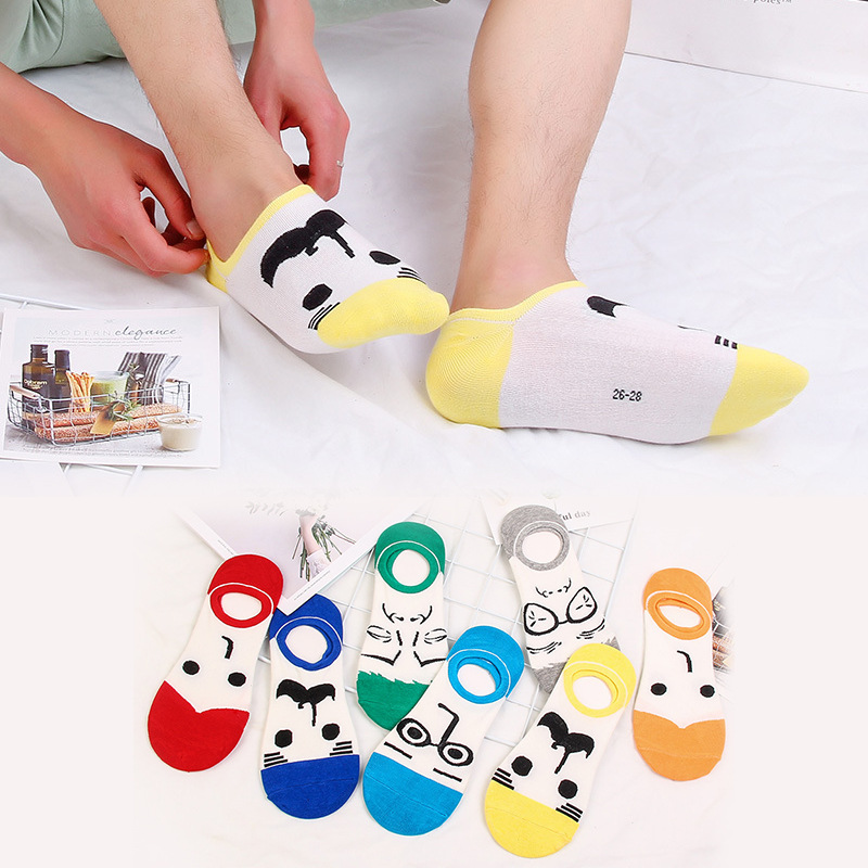 

Women No Show Sock Cotton Low Cut Cartoon Print Socks Non-Slip Ankle Boat Socks Liner, Multi