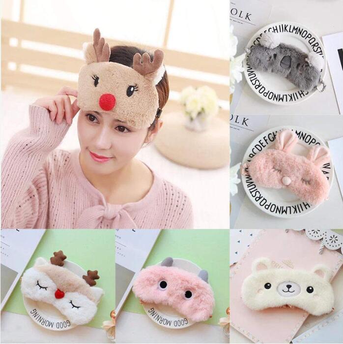 

1pc Cute Cartoon Animals Sleeping Eye Mask Plush Animals Travel Sleeping Blindfold Cute Eyepatch Shield Eye