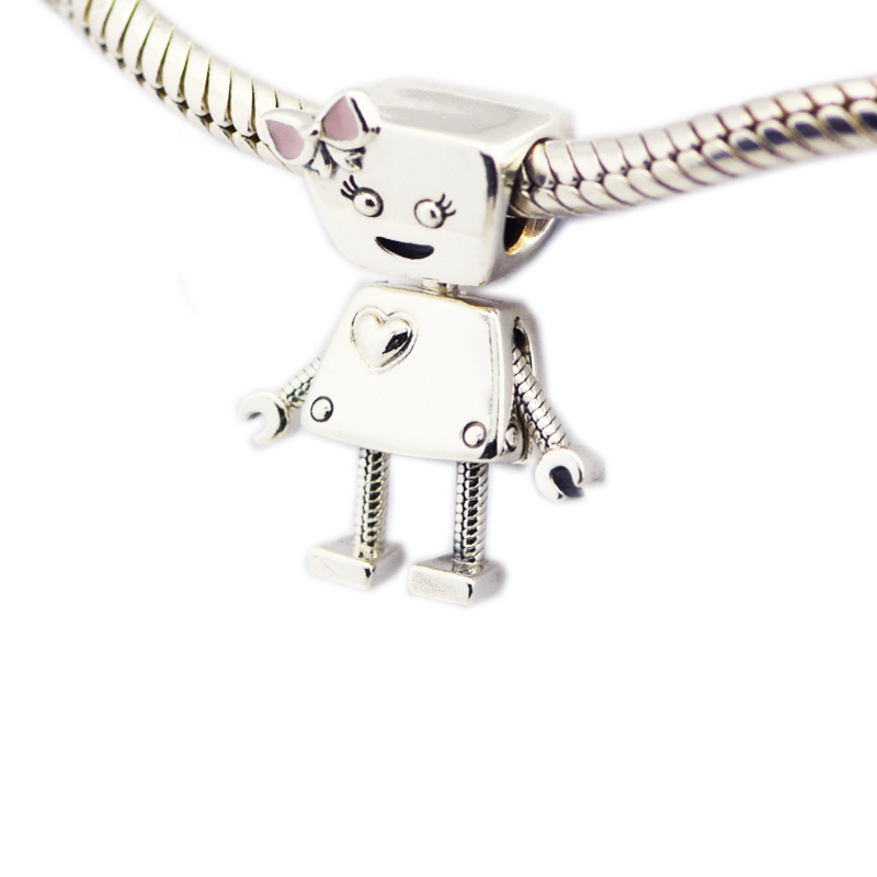 Bella Bot Charm Lovely Girl Robot Beads For Woman DIY Jewelry Making Silver Charms Fit Original 925 Bracelets & Bangle-image-411367873