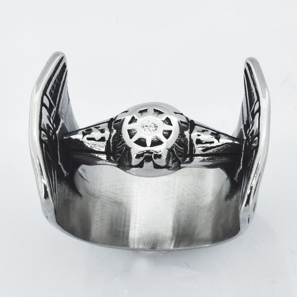 

FANSSTEEL STAINLESS STEEL punk vintage mens or womens JEWELRY EARPHONE HELMET RING biker ring GIFT FOR BROTHERS SISTERS FSR13W06