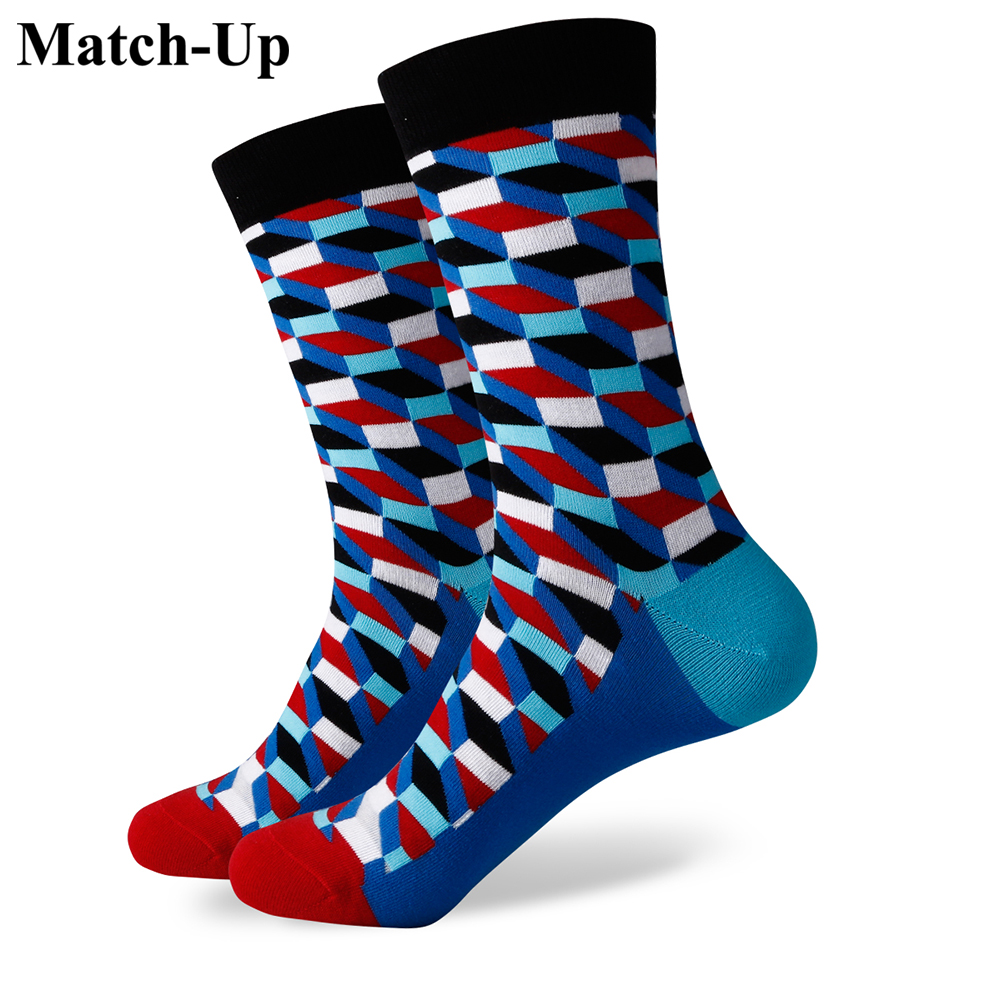 

new men colorful combed cotton socks plaid socks for free us size 7 512 367