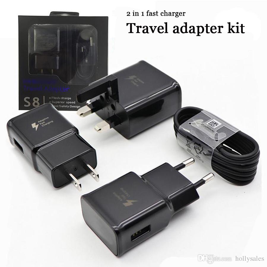 

Quality 2 in 1 fast charger kit 9v 1.67A 5v2a QC 2.0 power adapter fast charging dock EU UK US PLUG WALL charger adapter with retail package