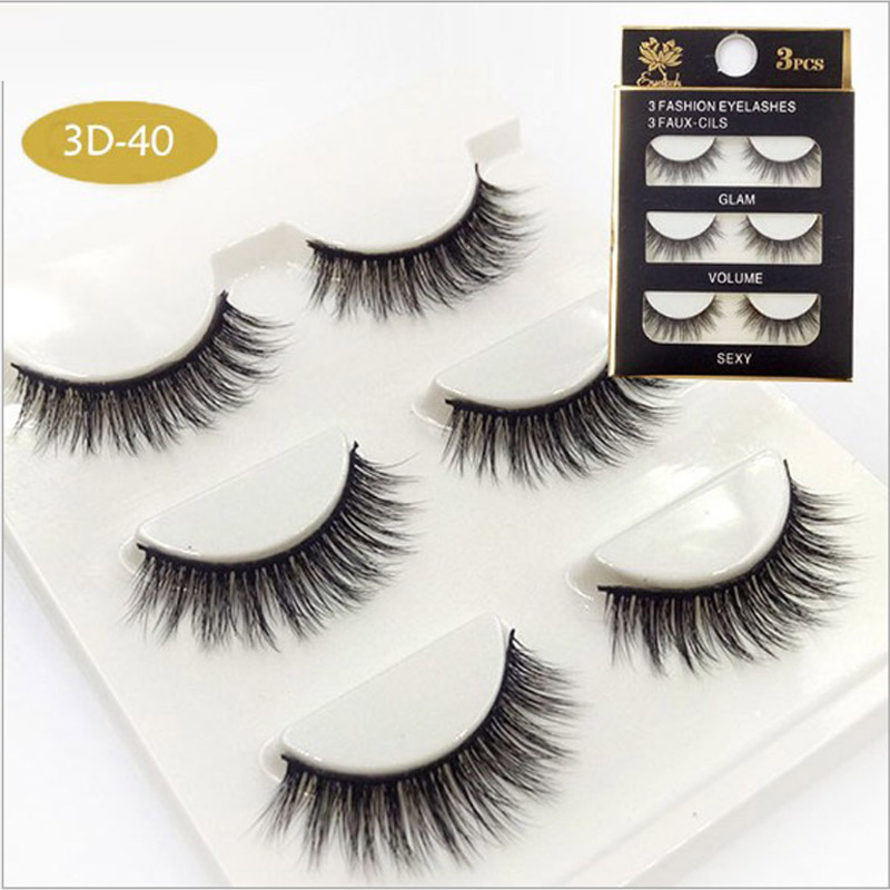 3 paires / pack faux mink cils Cross Natural faux cils Strips de cils à la main EXTENSIONS FAUX CILS WIMPER Beauté Outils