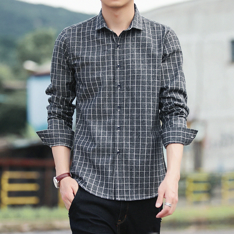 

2018 Autumn Spring Plaid Shirt Men Long Sleeve Fashion Camisa Masculine Hombre Loose Casual Chemise Homme Men Clothes Shirt 2018, Blue