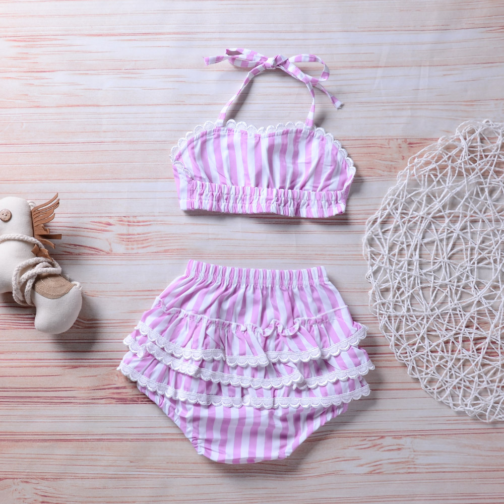 

2018 Summer Hot Sell Baby girls Striped Swimsuit Kids Bikini Swimwear girls Bikinis children Clothing Free Shipping, As photo