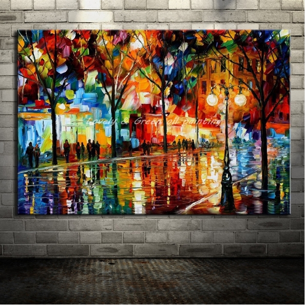 

Handpainted Street Scenery Art Oil Painting On Canvas,Modern Home Decor Wall Art Picture Palette Knife Landscape Art Frame Options l87