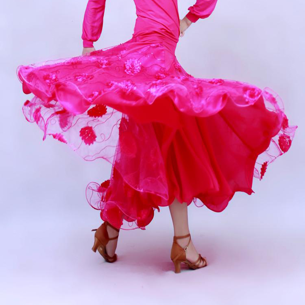 

Ballroom Dance Skirts CHEAPEST Standard Ballroom Dress for Waltz Tango Dance Flamenco 6 Colors D0409 Big Hem Meryl Sheer, Hot pink