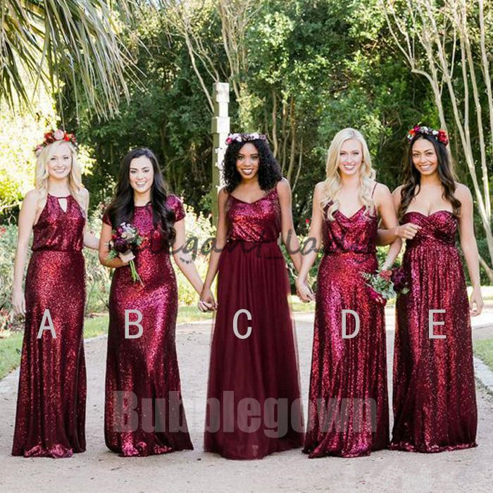 burgundy mismatched bridesmaid dresses