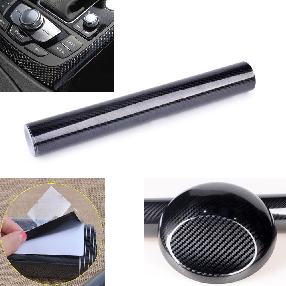 

5D Carbon Fiber Texture 152x 30cm Universal Car Auto Interior Exterior Door Handles Window Black Glossy Wrap Sticker Film Decal Roll Decor