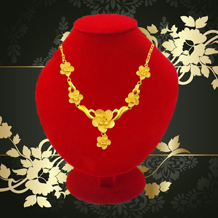 

High Class Red Velvet Fashion Wood Jewelry Display Retail Golden Necklace Stand Bust Pendant Racks Jewelry Stand Holder Mannequins Boxes, Khaki