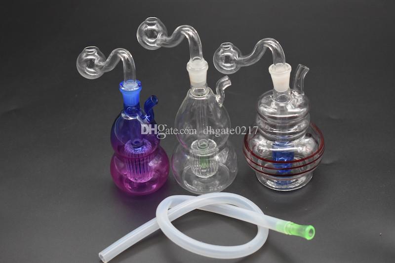 

Cheap Mini water Bong Thick Nano Bubbler Oil Rig Heady Glass Dab Rigs Bongs Recycler Pyrex ash catcher Bongs with Hose and Pot Bowl