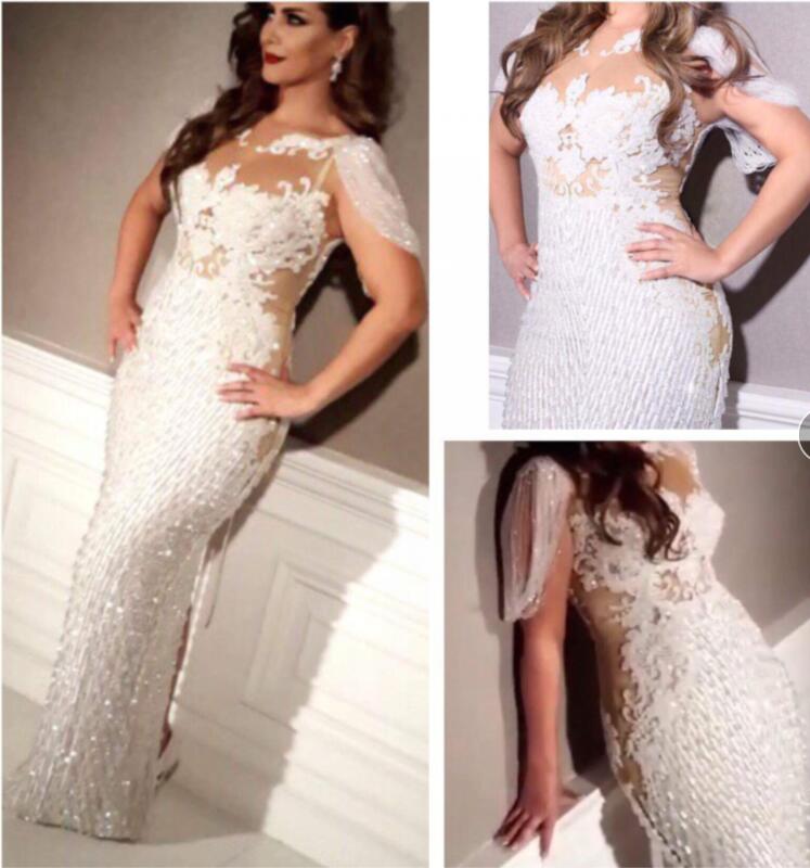 

Evening dress Yousef aljasmi Kim kardashian Puffy sleeve Beaded Tassels Appliqued Lace Sheath gianninaazar ZuhLair murad Ziadnakad, Same with picture