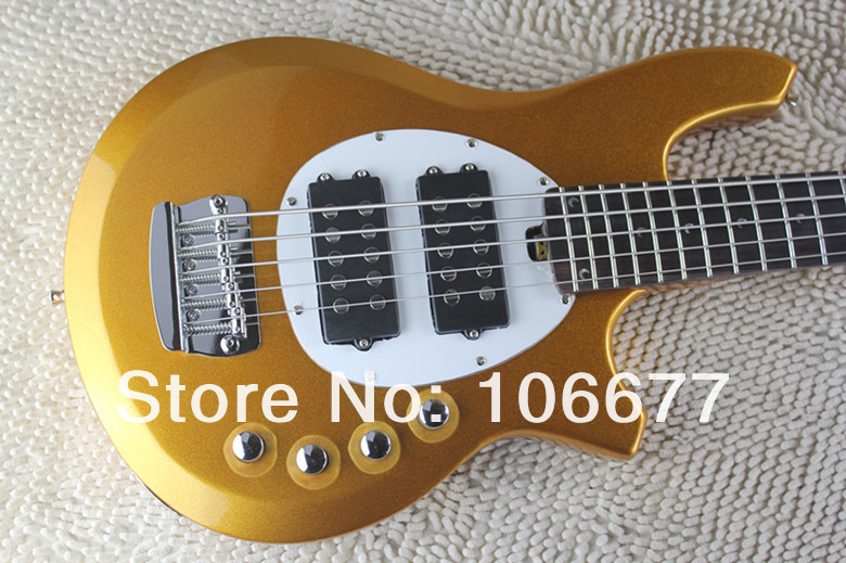 Livraison Gratuite 2014 Nouvelle Arrivée Music Man Bongo Golden Micros Actifs 5 Cordes Basse Guitare Électrique Musicman