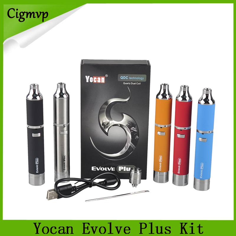 

Yocan Evolve Plus Starter Kit 1100mah Battery Quartz Dual Coils Hive atomizer Starter Kits Wax Dry Herb Pen Vaporizer 0266119, 5 colors