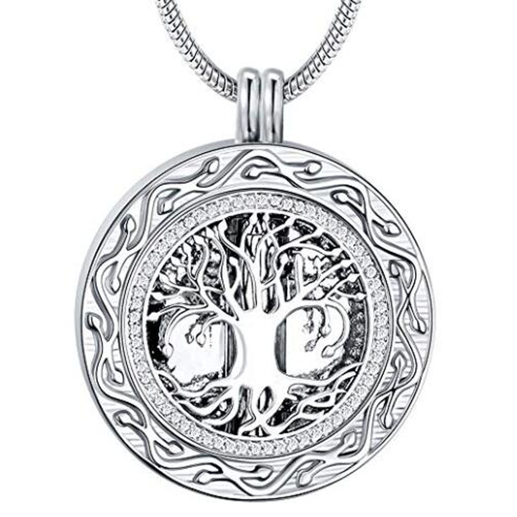 

Memorial Gifts - 'Always in My Heart' Pendant Necklace - 'Tree of Life' Cremation Jewelry for Ashes - Keepsake for Dad Sister Grandma Aunt