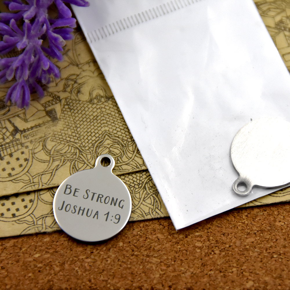 20pcs--"be strong joshua 1 9 "stainless steel charms more style for choosing DIY Charms pendants for necklace-image-422487931