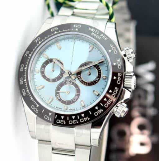 

Mens Luxury Best Quality Cosmograph Platinum Ice Blue Dial 116506 316L Stainless Steel Movement Automatic Mens NO Chronograph Watches