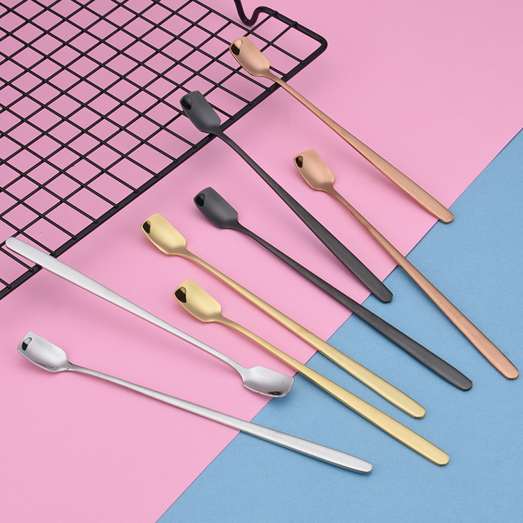 

Creative Stainless Steel Square Head Spoon for Ice Cream Multicolor coffice spoon dessert tea Spoons 17cm 15cm 122177