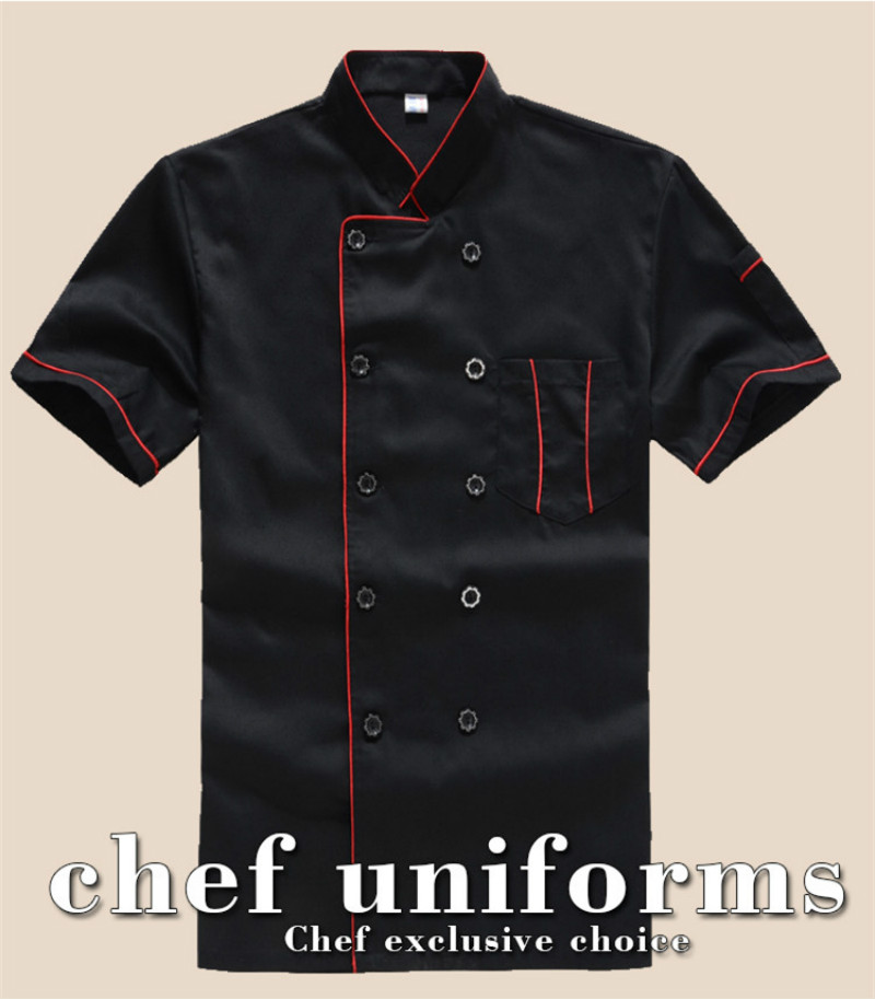 

New Chef's Short-sleeved Breathable Outfit Summer Wear Work Clothes Men and Women Overalls Coats Hotel Chef Jacket Uniform Black