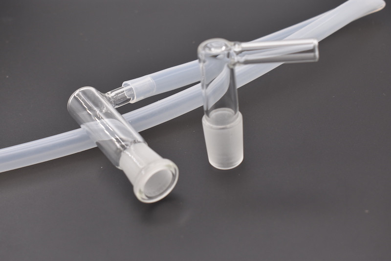 

L style 14mm 18mm male Glass Vapor Whip Adapter 90Degree Extreme Q V-Tower Vaporizer Glass Elbow Adapter for oil rig bongs with hose