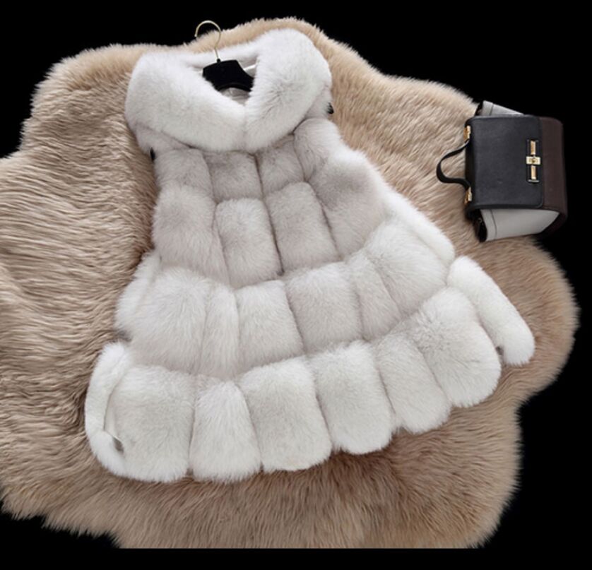 New Fashion S-4XL Women Winter Clothes Hooded Jacket Medium Long Vest Loose Waistcoat Women Faux Fur Vest