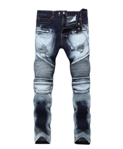 

hot sell Men Designer jeans Distressed Motorcycle biker jeans sizes 28 42 Rock revival Skinny Slim Ripped hole Straight Men's Denim pants, 1733