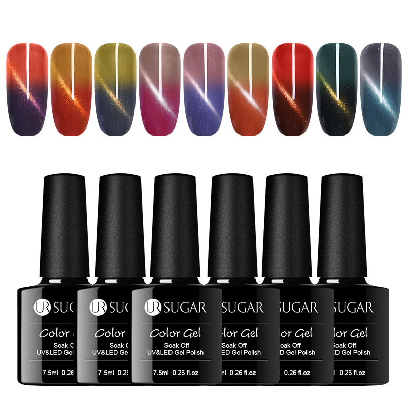 

UR SUGAR Thermal Magnetic Nail Gel Varnish UV Temperature Color Changing Gel Polish Magnetic Soak Off Lacquer, Urt-09