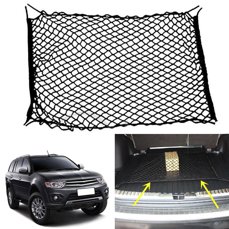 

For Mitsubishi Pajero Sport Car Vehicle Black Rear Trunk Cargo Baggage Organizer Storage Nylon Plain Vertical Seat Net