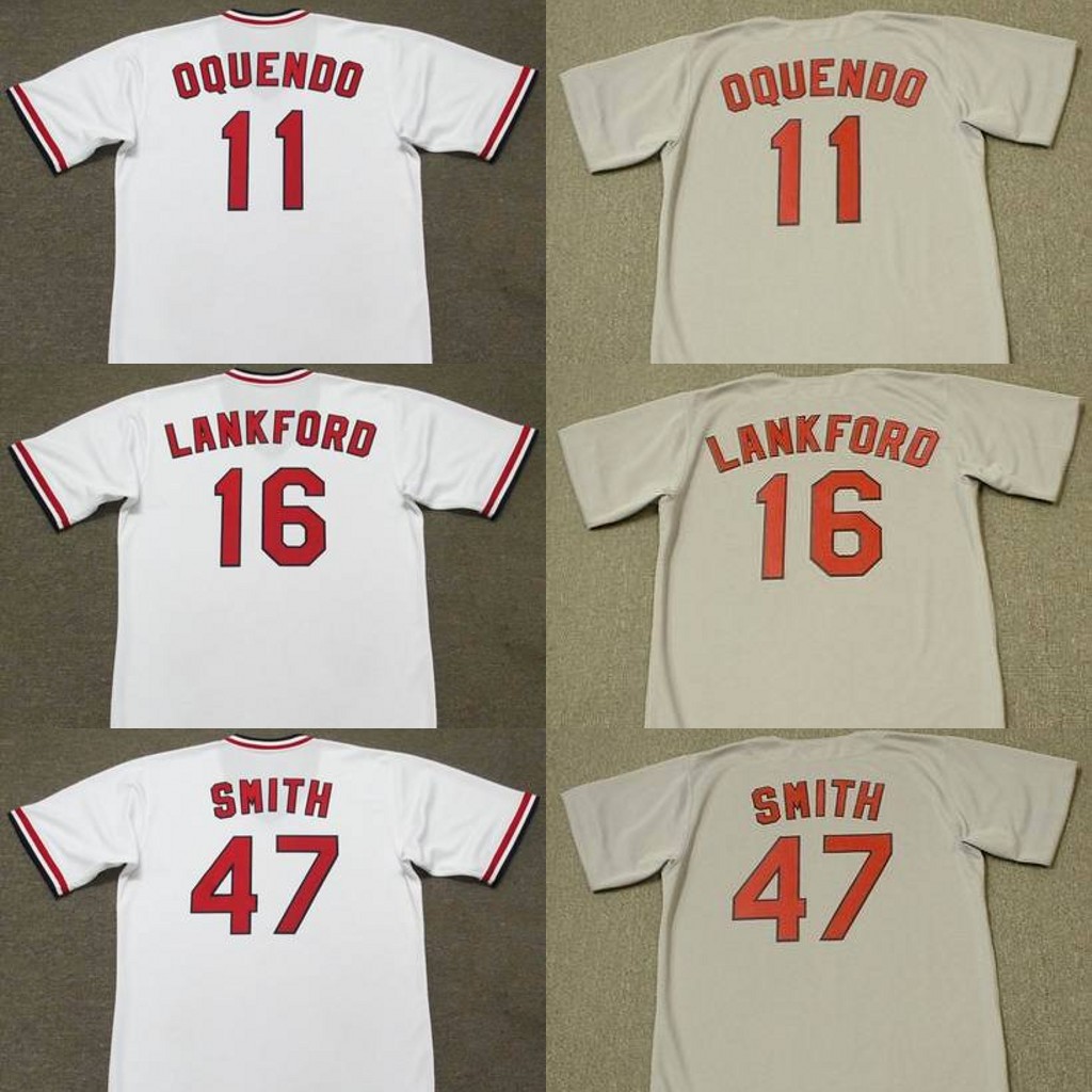 

Men 11 JOSE OQUENDO 16 RAY LANKFORD 1975 Baseball Jersey, Blue;black