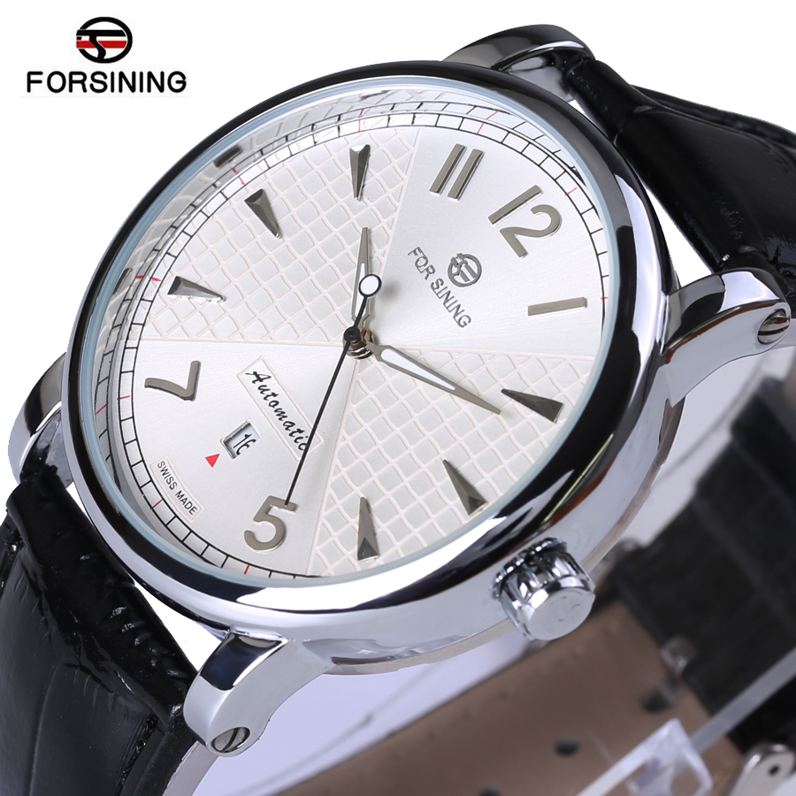 

Forsining 2017 Fashion Business White Dial Leather Mens Watches Top Automatic Mechanical Watch Clock Men, As pic