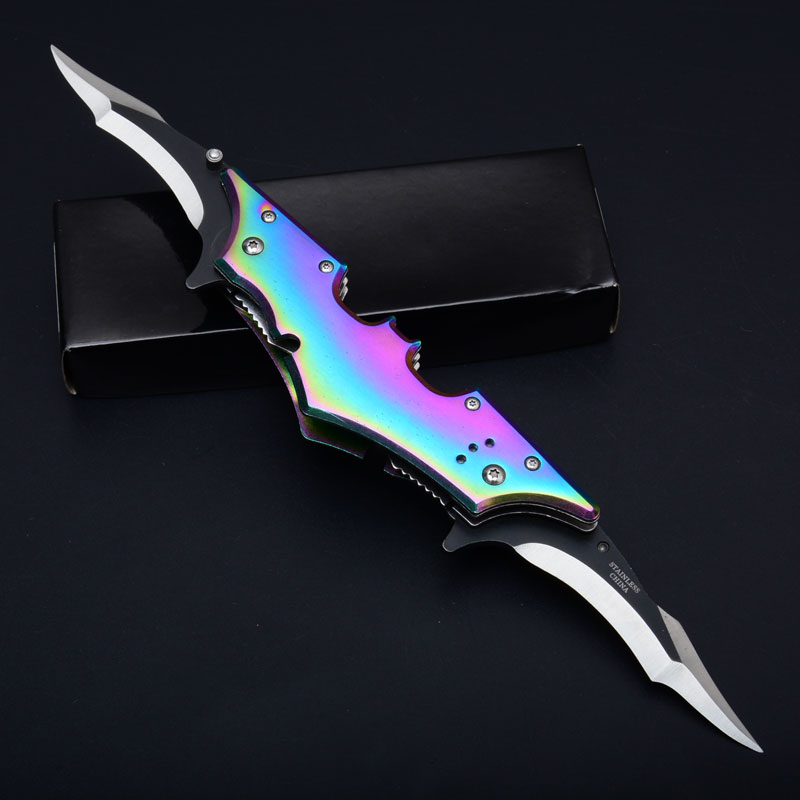 

2022 Batman Double Edge Flipper Tactical Folding Knife 440C 55HRC Outdoor Camping Hunting Survival Pocket Rescue EDC Tools