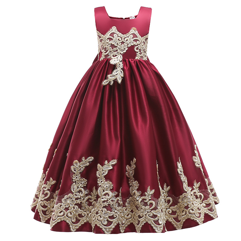 

2019 Burgundy Lace Flower Girl Dresses Lovely Clothes With Big Bow Tutu Ball Gowns In Stock Cheap for Age 3~13, As pictures
