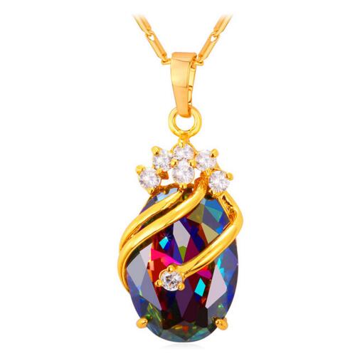 Crystal Pendant Cubic Zircon Gold Color Trendy Party Wedding Gift For Women Jewelry Branches Necklaces P794-image-386924500