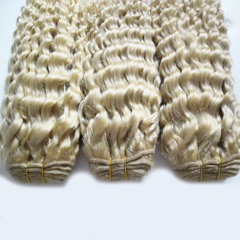 

3Pcs Lot 613 Blonde Hair Brazilian Deep Wave Remy Hair Weft Human Hair Weave Bundles 10 - 26 inch double weft quality,no shedding, #613 bleach blonde