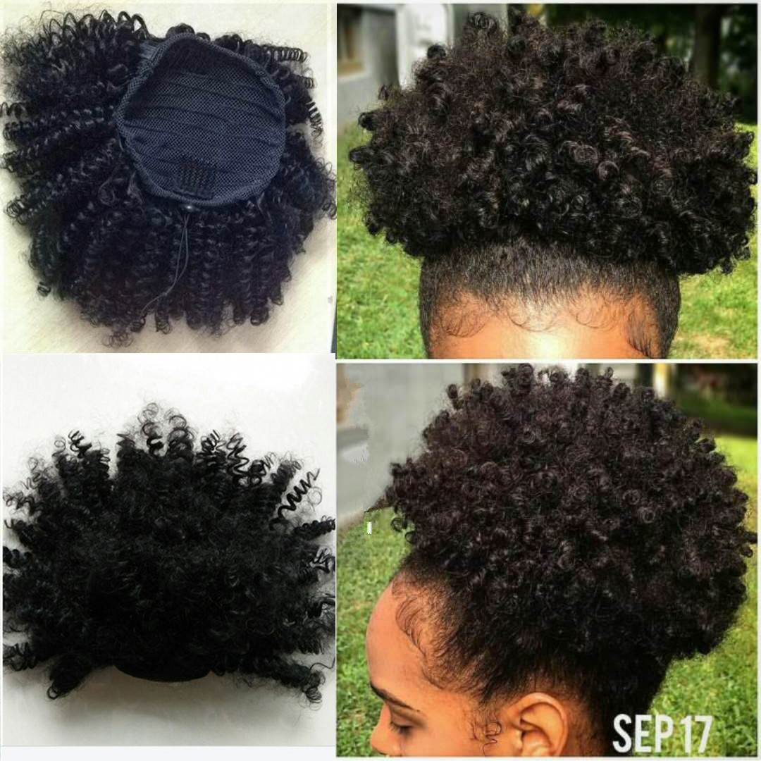 

Natural puff Afro Kinky Curly Human Hair Ponytail For Black Women Indian Virgin Hair Drawstring Ponytail Hair Extensions 10-16 inch 120g