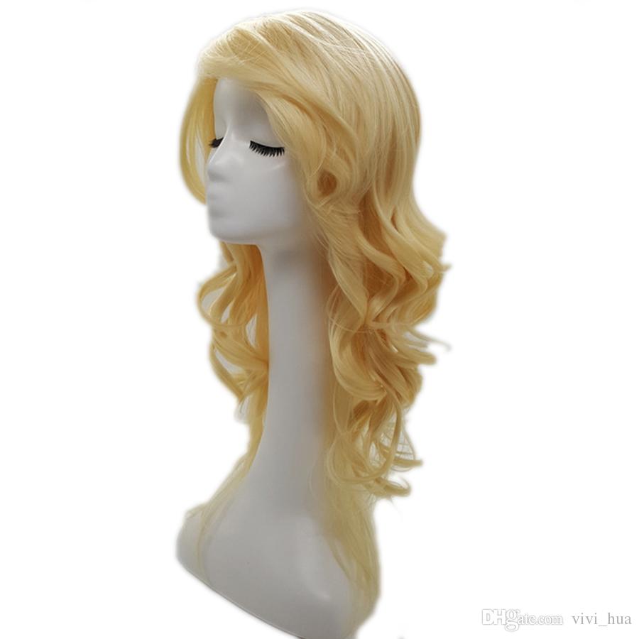 

Lolita Black Women Synthetic Hair Long Wave Golden 24 inch Pelucas Sinteticas Perruque Pruiken Peruk Peruca Wig, Blonde