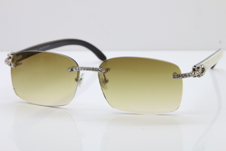 

Free Shipping Rimless 8200760 Smaller Big Stones White Inside Black Buffalo Horn Sunglasses Hot Unisex outdoors driving C Decoration gold fr