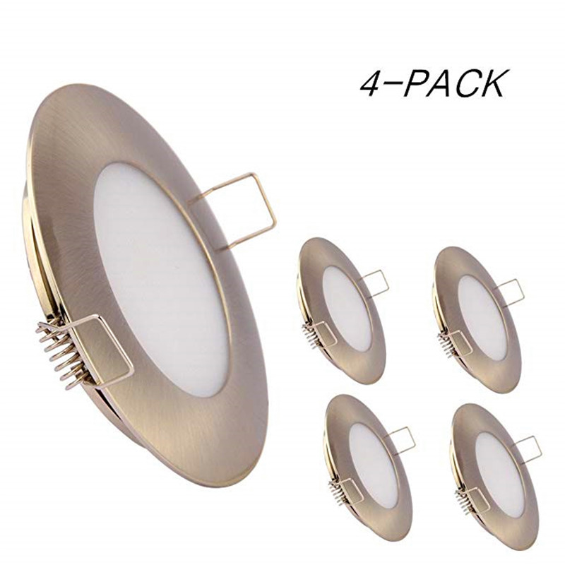 

Topoch Flush Panel LED Lights 4PCS Ultra Thin Spring Clips Mount DC12V 3W Full Aluminum Nickel White Silver Black for House RV Boat