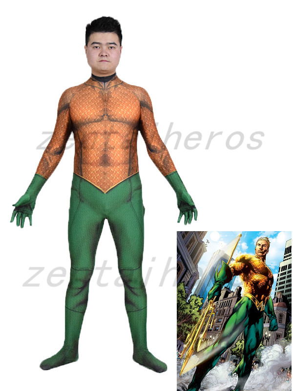 

3D Print Aquaman Costume | Aquaman Skin Cosplay Suit Spandex Lycra Zentai Cosplay Halloween Party Costume, Green